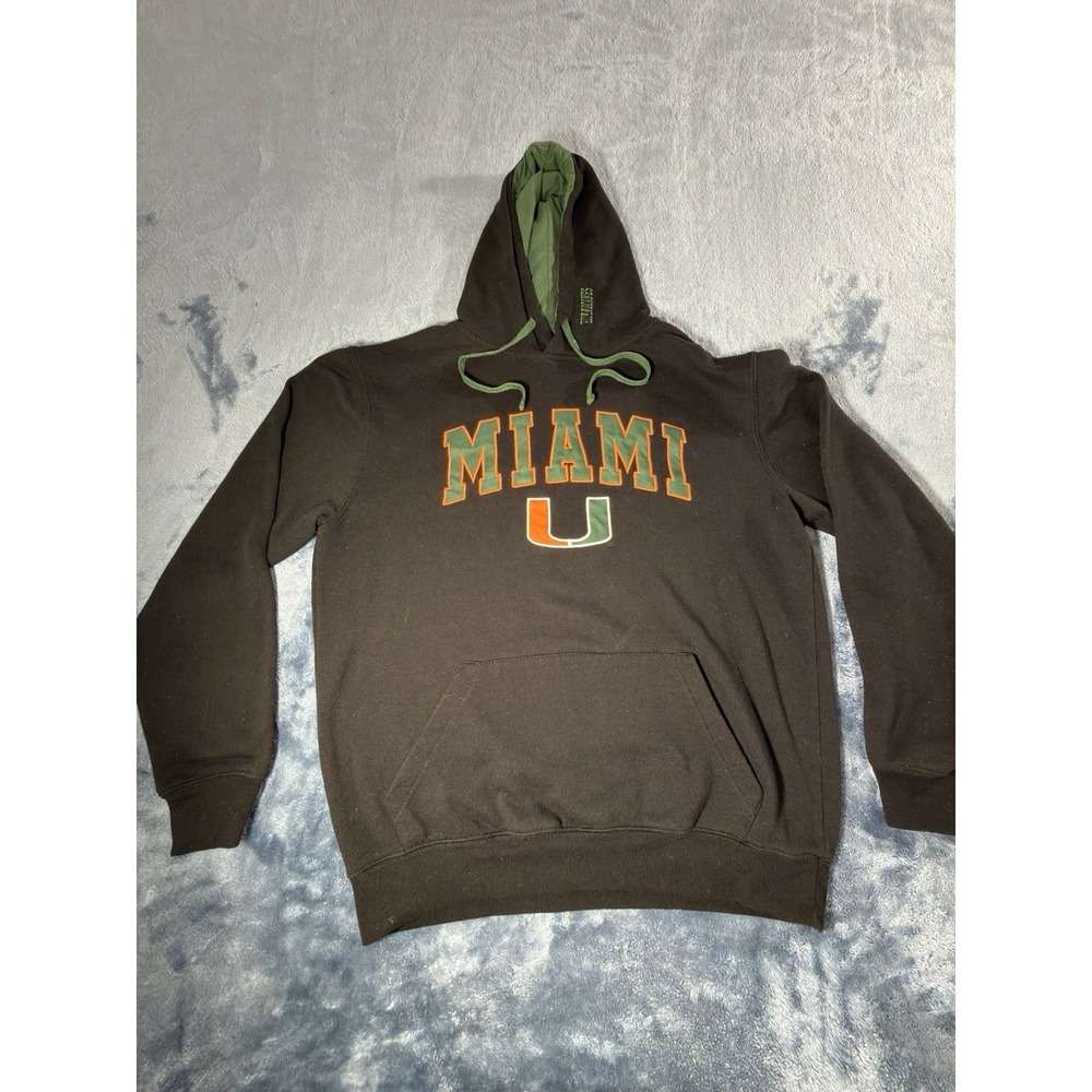 Miami Hurricanes Hoodie Mens M Black Colosseum Embroidered Spellout NCAA Hoodie